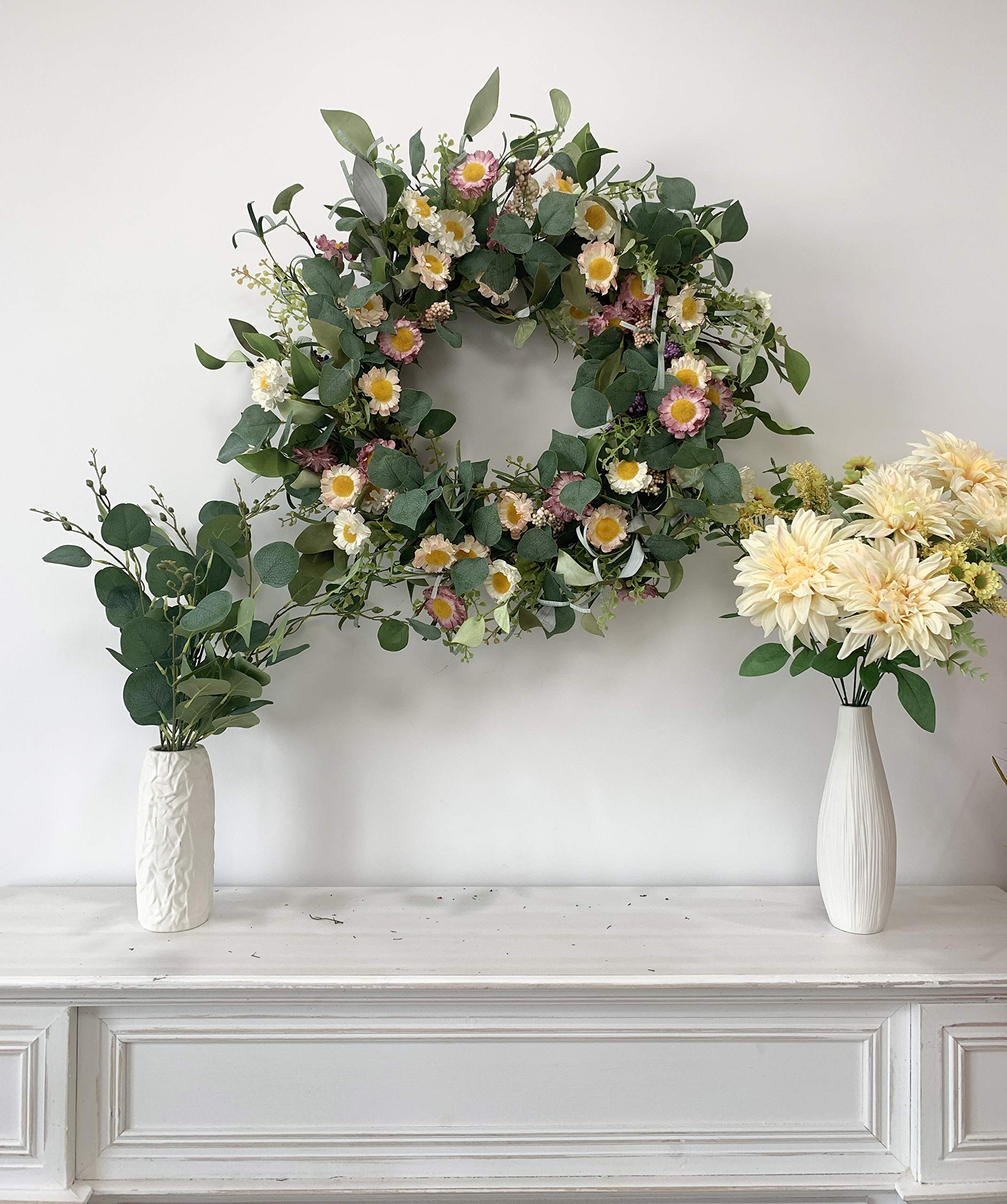 Amazon.co.jp: 24インチ 人工 カラフル デイジー リース 春 フロント